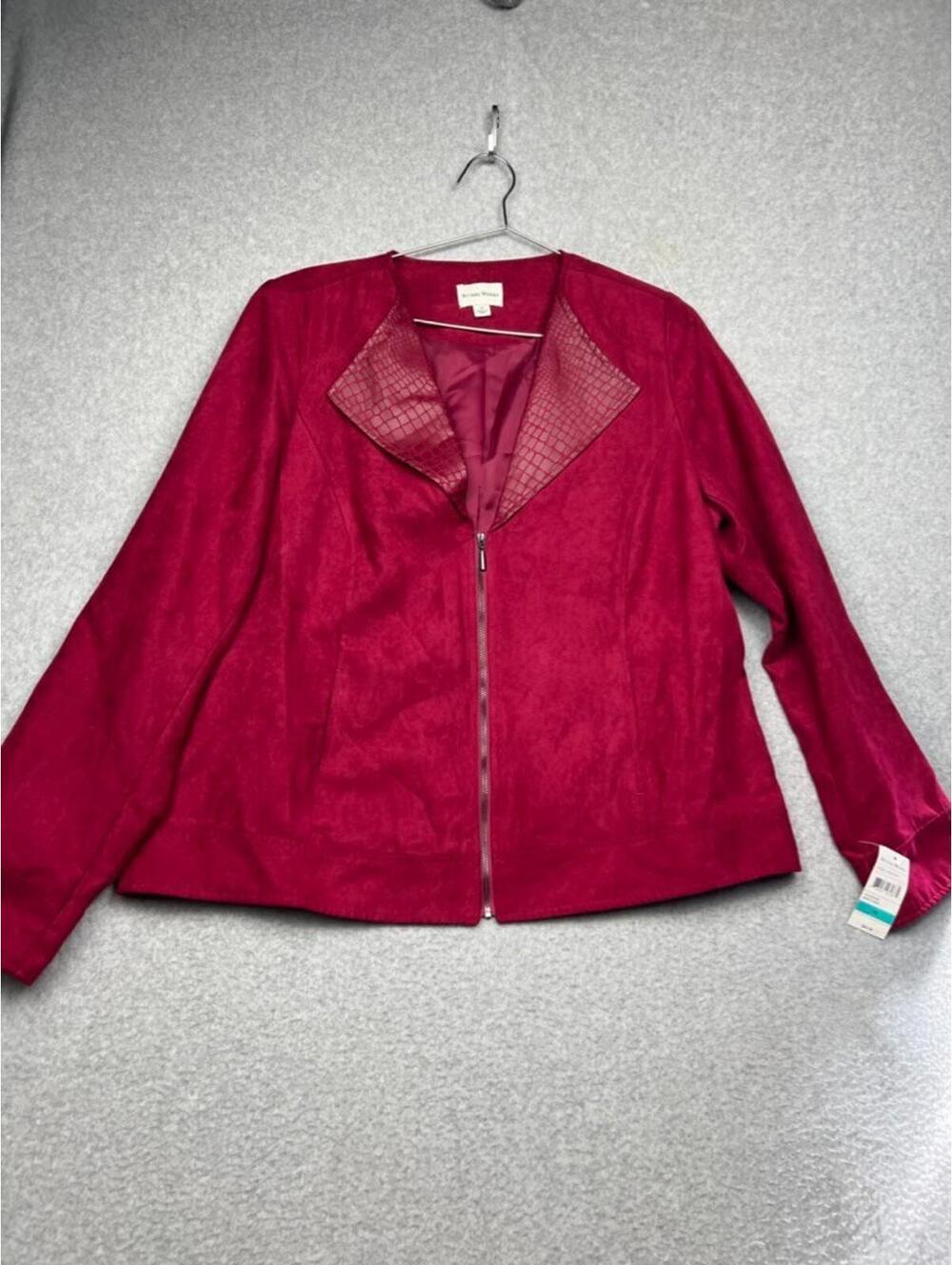 Studio Works Faux Suede Zip Up Moto Jacket Womens Size 16 Simple Office Work